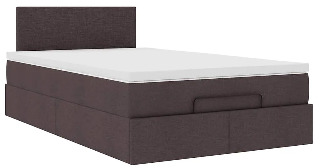 Estrutura de cama otomana com colchão 120x190cm castanho escuro