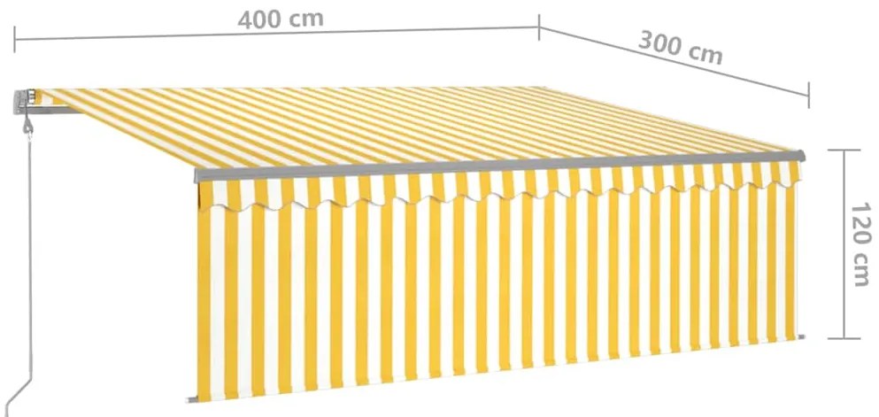 Toldo retrátil automático com estore 4x3 m amarelo e branco