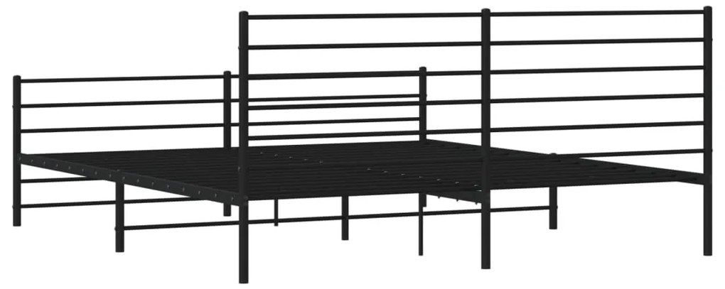 Estrutura de cama com cabeceira e pés 200x200 cm metal preto