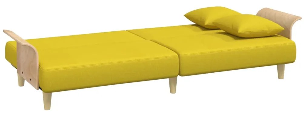 Sofá-cama com apoio de braços tecido amarelo