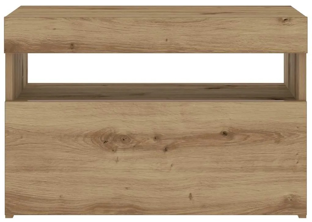 Mesa cabeceira c/ LED derivados de madeira carvalho artisiano