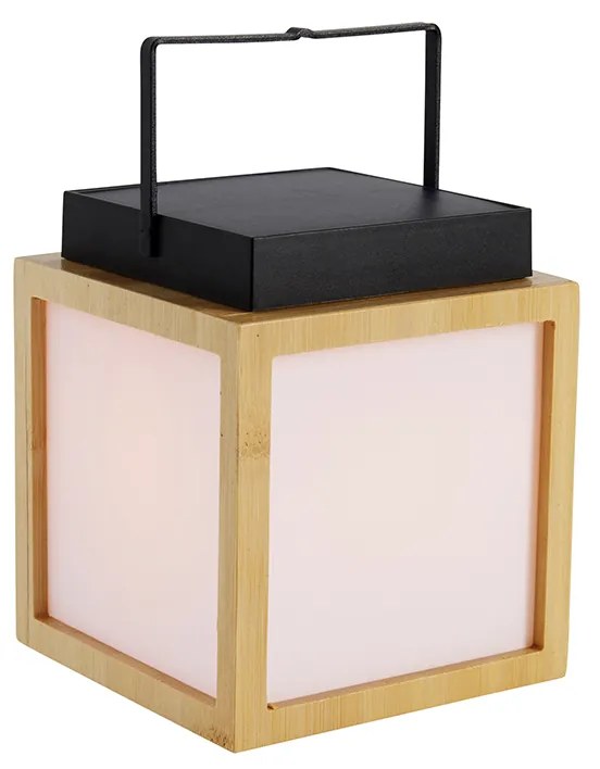 Candeeiro de Mesa de Bambu com Efeito de Chama Incl. LED IP44 Recarregável a Energia Solar - Vega Moderno