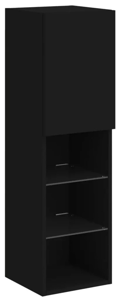 8 pcs conjunto de móveis de parede para TV com luzes LED preto