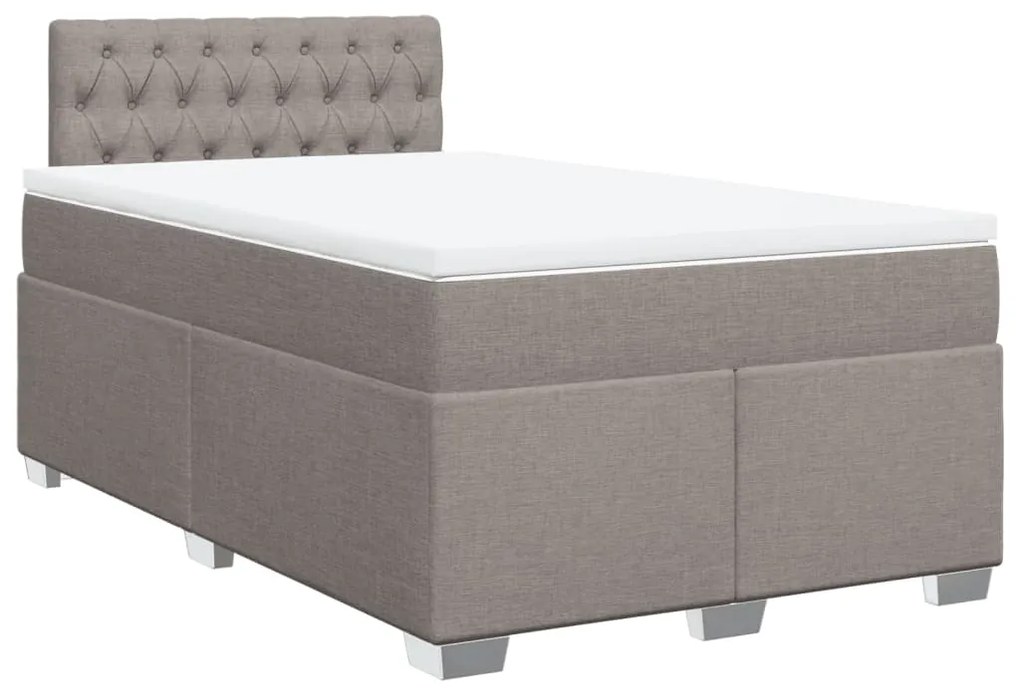 Cama boxspring c/ colchão 120x190cm tecido castanho-acinzentado