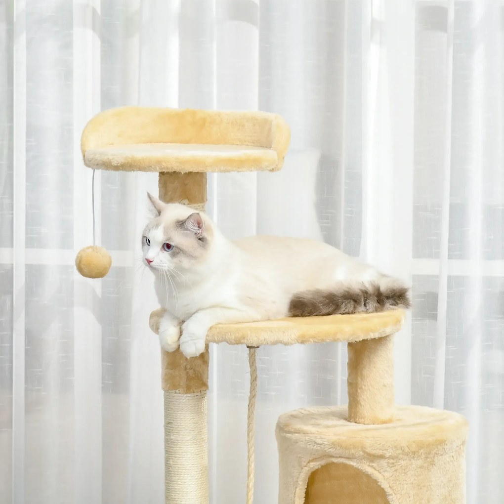 Arranhador de gato com plataformas Cabines Bolas de jogo 40x40x114cm