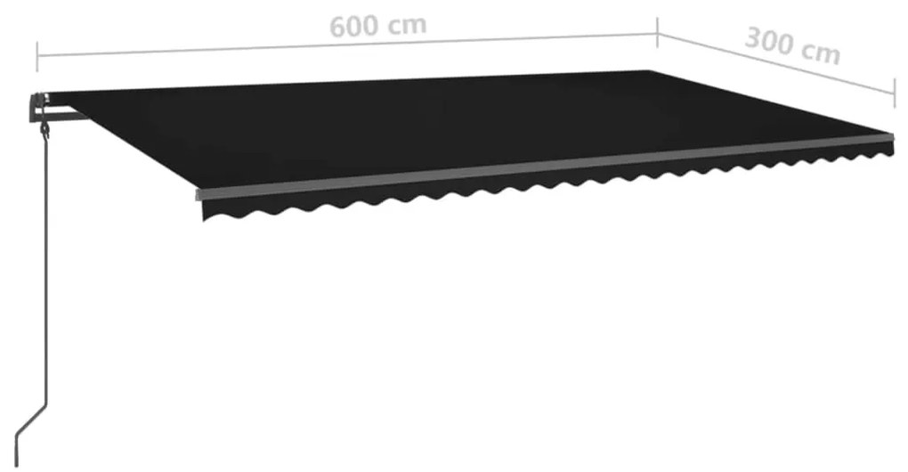 Toldo retrátil automático com postes 6x3 m antracite