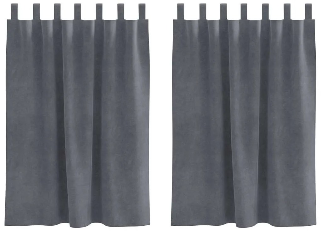 Cortinas Blackout vidaXL com Laços de Pendurar 2 pcs Veludo Cinza Clar