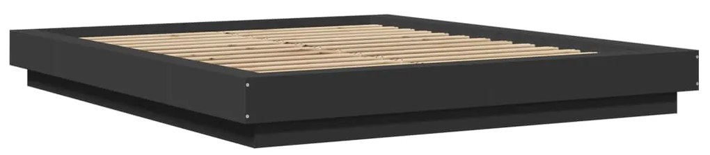 Estrutura cama c/ luzes LED 160x200 cm derivados madeira preto