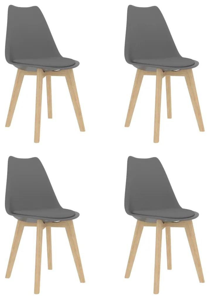 Cadeiras de jantar 4 pcs plástico cinzento