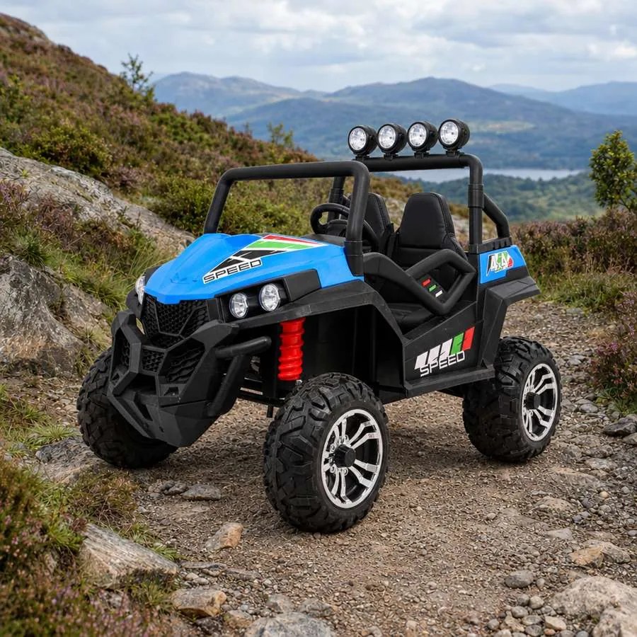 Carro elétrico para Crianças 2 Lugares Grand Buggy 24V 4x4 LIFT STRONG Rodas Espuma EVA, Assento couro ecológico Azul