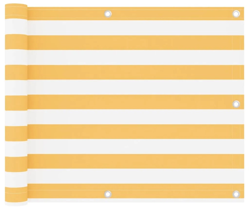 vidaXL Tela de varanda 75x400 cm tecido Oxford branco e amarelo