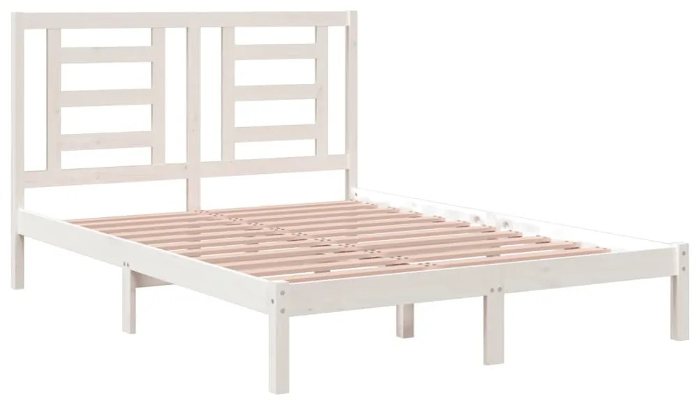 Cama sem colchão 140x200 cm madeira de pinho maciça branco