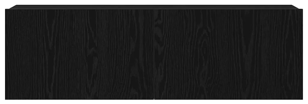Armário de TV Preto em Madeira de Engenharia 100x30x30 cm