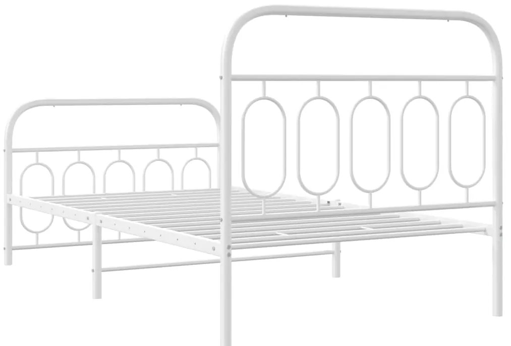 Estrutura de cama com cabeceira e pés 100x200 cm metal branco