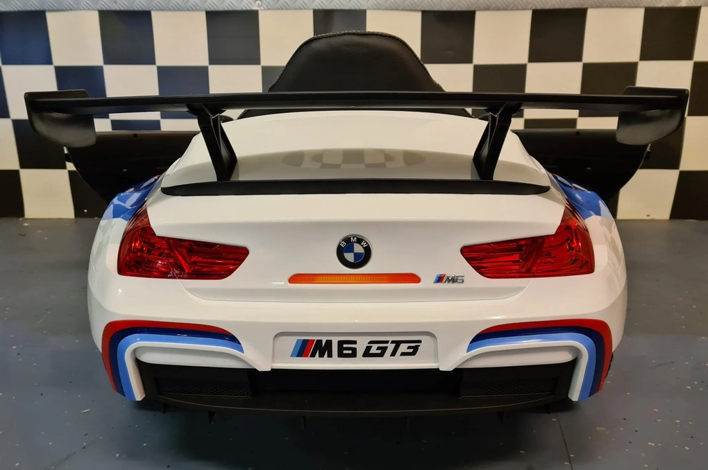 Carro elétrico infantil BMW M6 GT3 12V,Pneus EVA, Assento em pele sintetica Branco