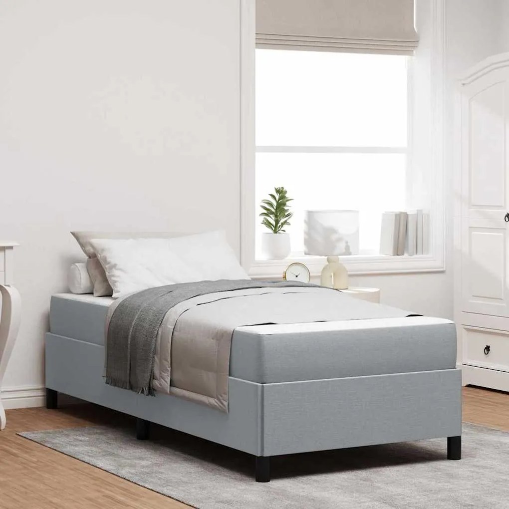 vidaXL Cama Box com colchão Cinzento-claro 90 x 190 cm tecido