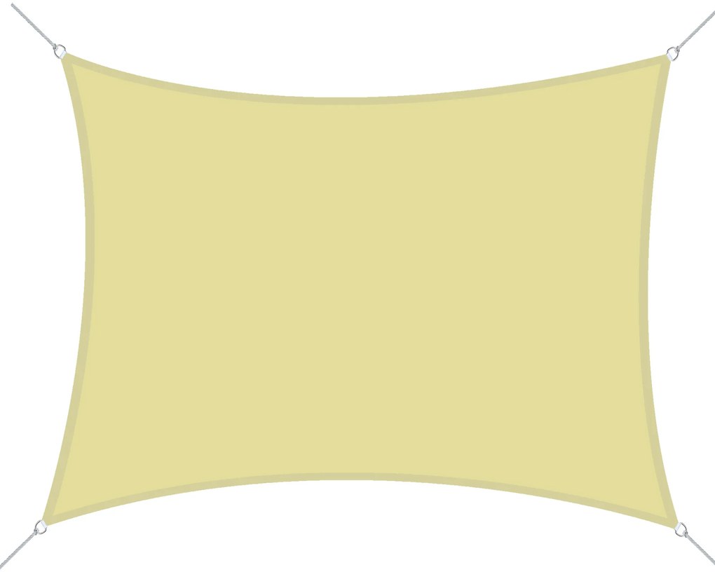 Outsunny Vela de Sombra Retangular 4x6 m Toldo Vela de Poliéster com Proteção UV Aneis em Forma de D e Cordas para Jardim Pátio Piscina Areia
