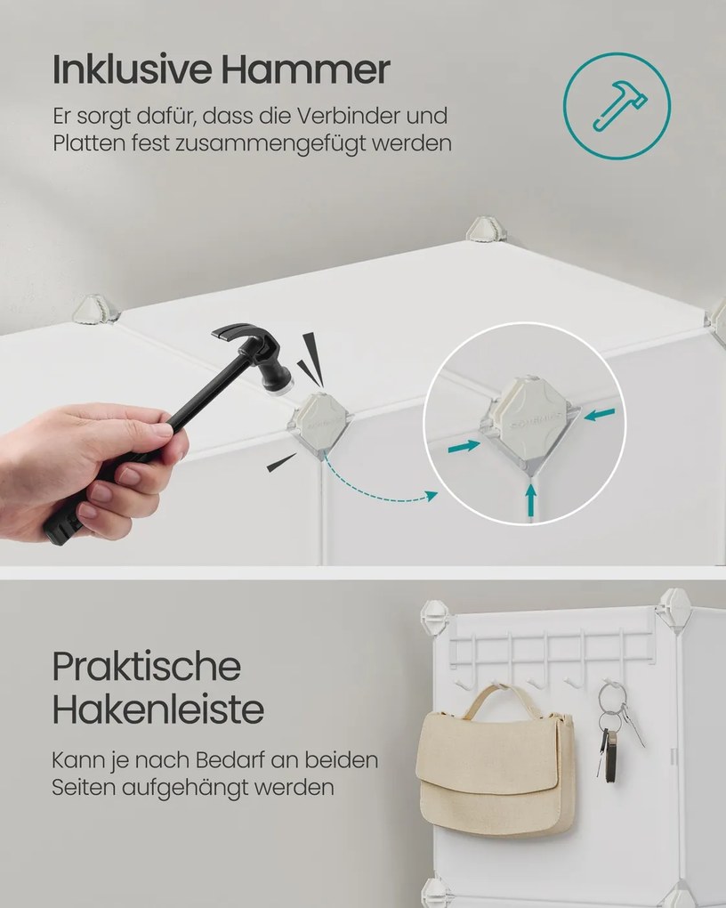 Sapateira com 12 compartimentos (124,4 L x 124,6 A cm) Branco nuvem e transparente