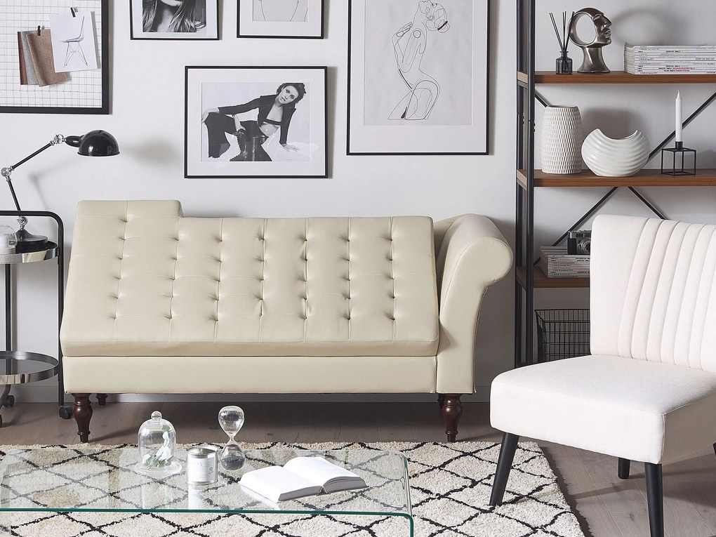 Chaise-longue à direita com arrumação em pele sintética creme PESSAC II Beliani