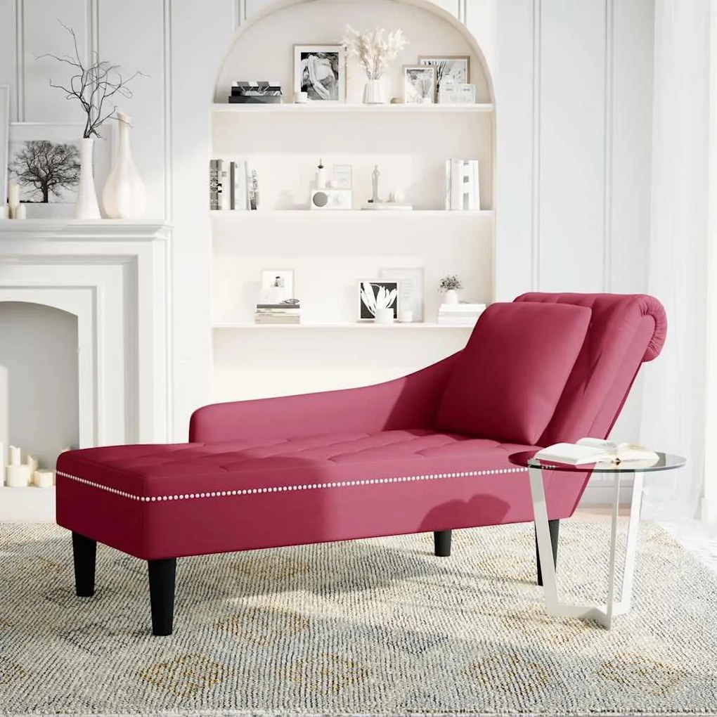 Chaise lounge c/ almofada/apoio de braços direito veludo