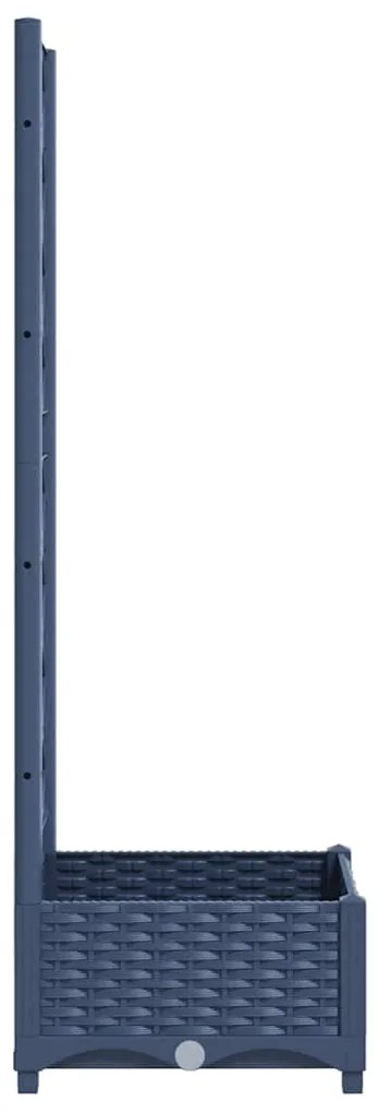 Vaso/floreira jardim c/ treliça 40x40x121,5 cm PP cinzento azul