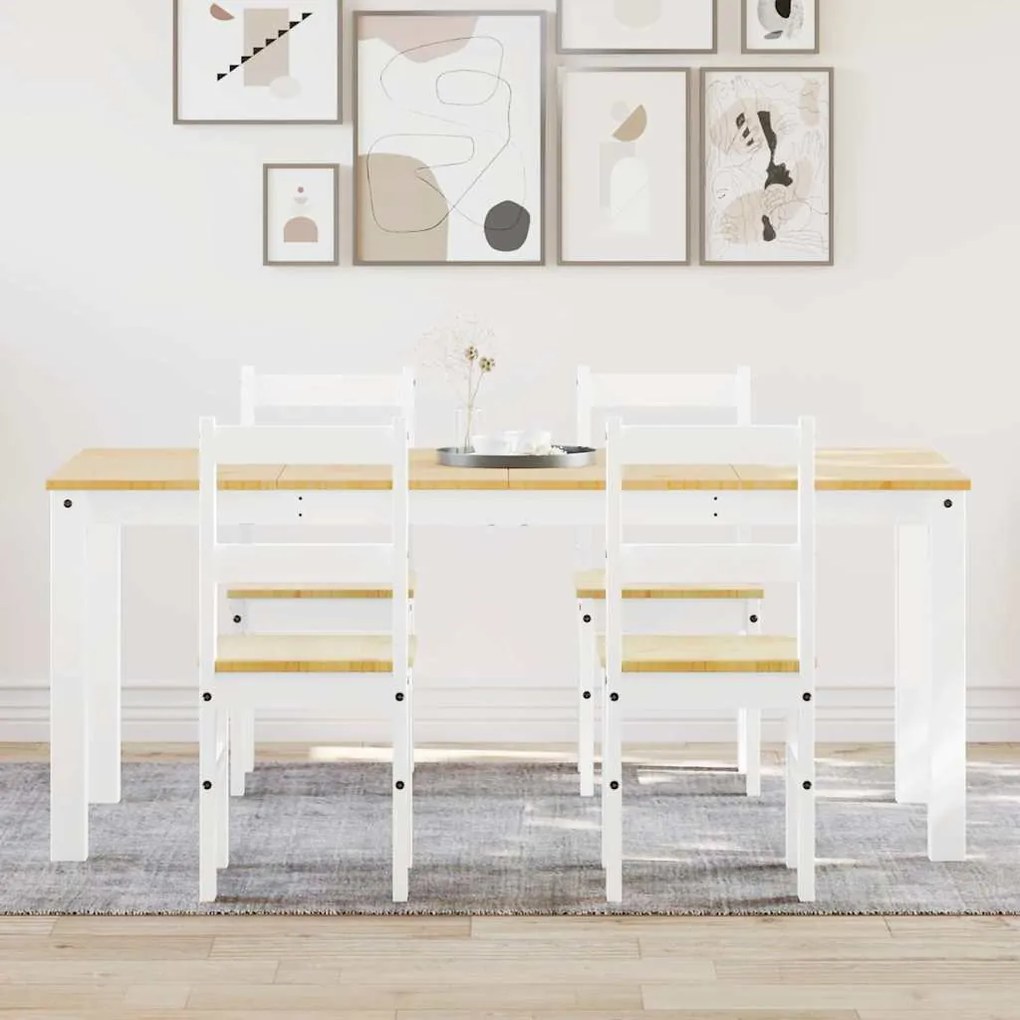 vidaXL 5 pcs conjunto de jantar Panama madeira pinho maciça branco
