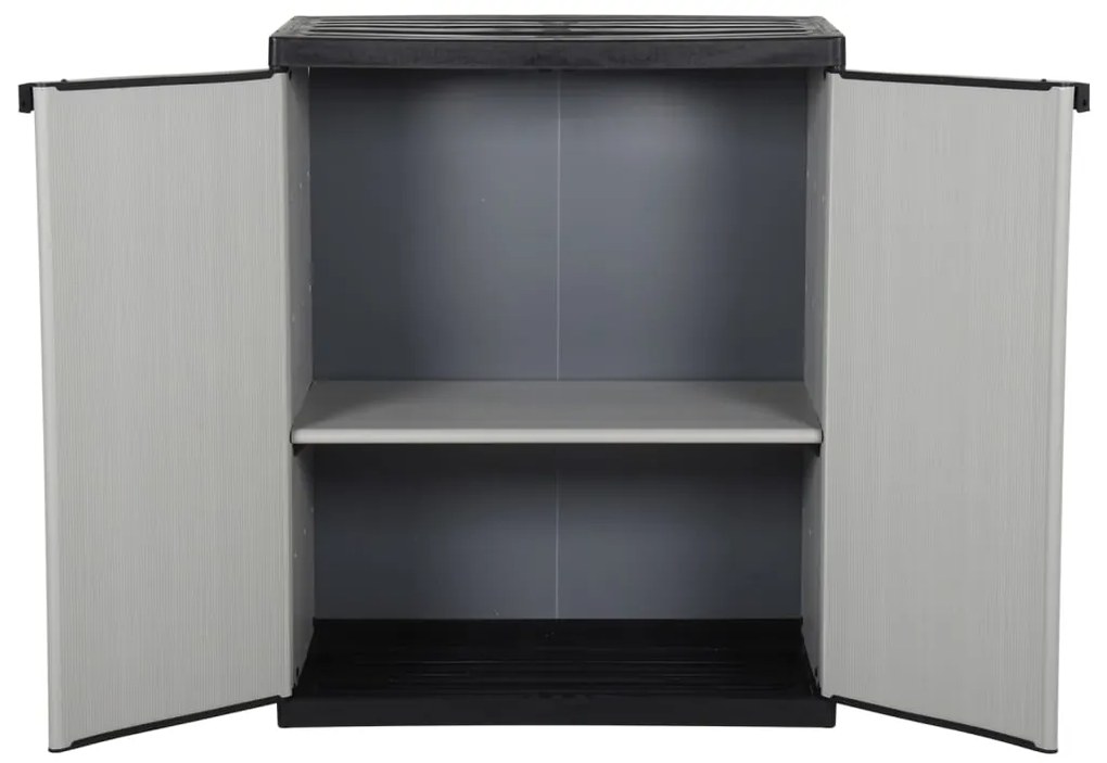 Armário arrumação jardim c/ 1 prateleira 68x40x85cm cinza/preto