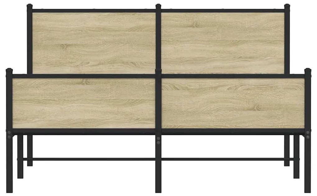 Estrutura de cama sem colchão 150x200cm metal carvalho sonoma