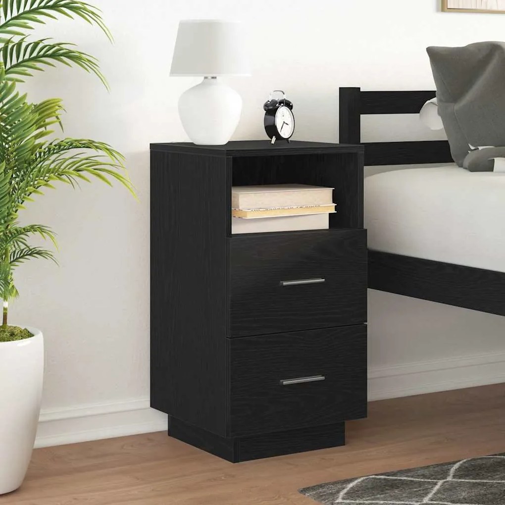 Mesa de cabeceira com 2 gavetas 36x36x68 cm preto