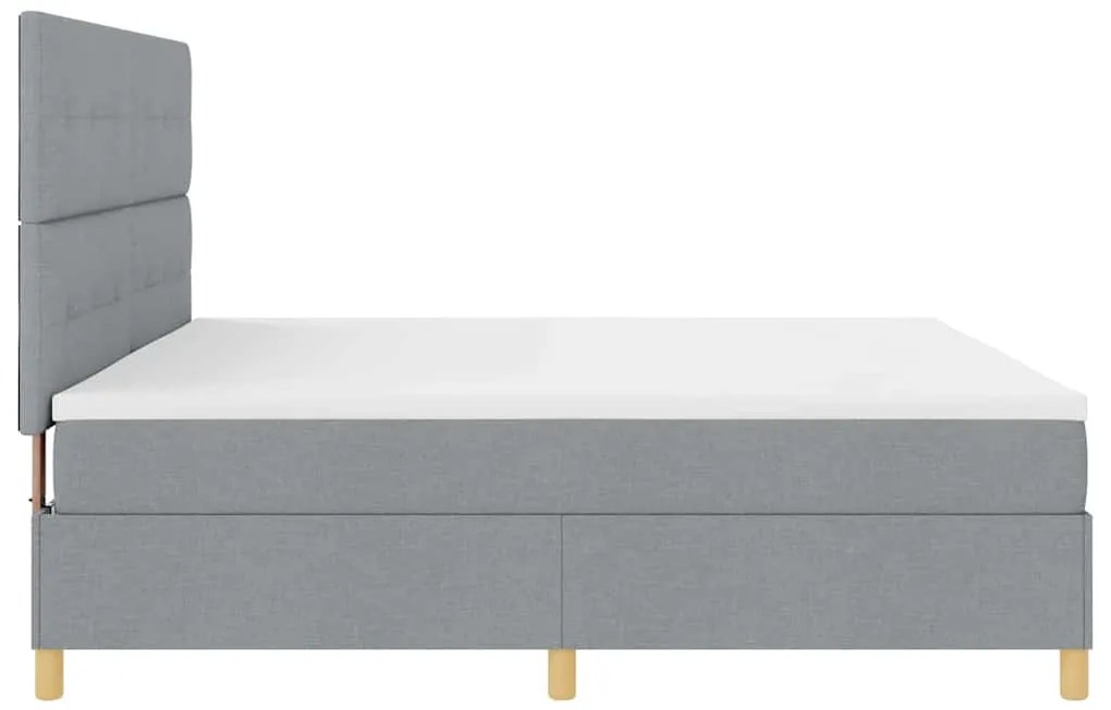 Cama Box Spring com Colchão Cinza Claro 200x200 cm Tecido