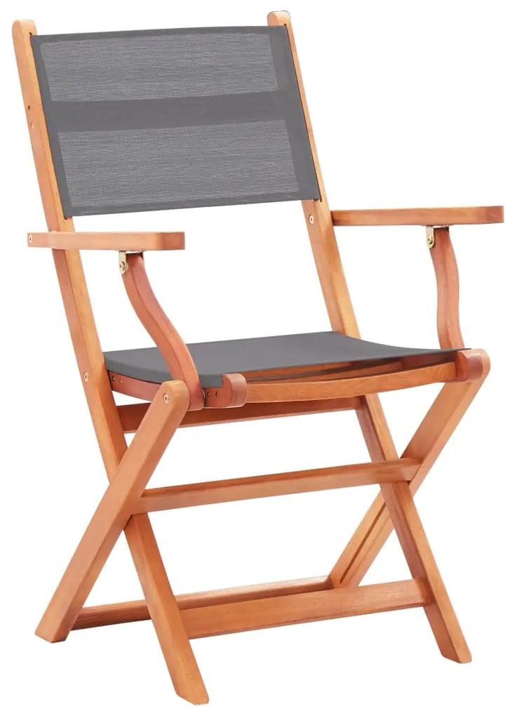 Cadeiras jardim dobráveis 4pcs eucalipto maciço/textilene cinza