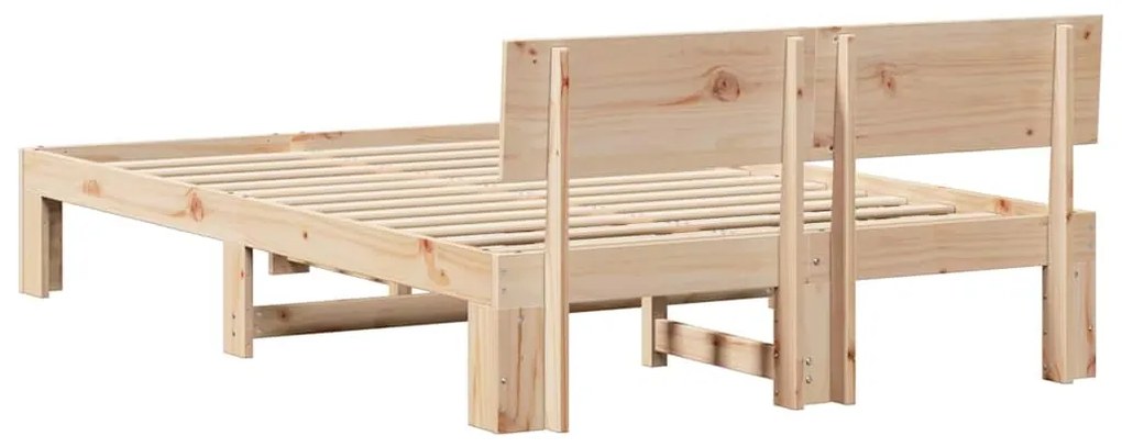 Estrado de Cama com Cabeceira 120x190 cm Madeira de Pinho Sólida