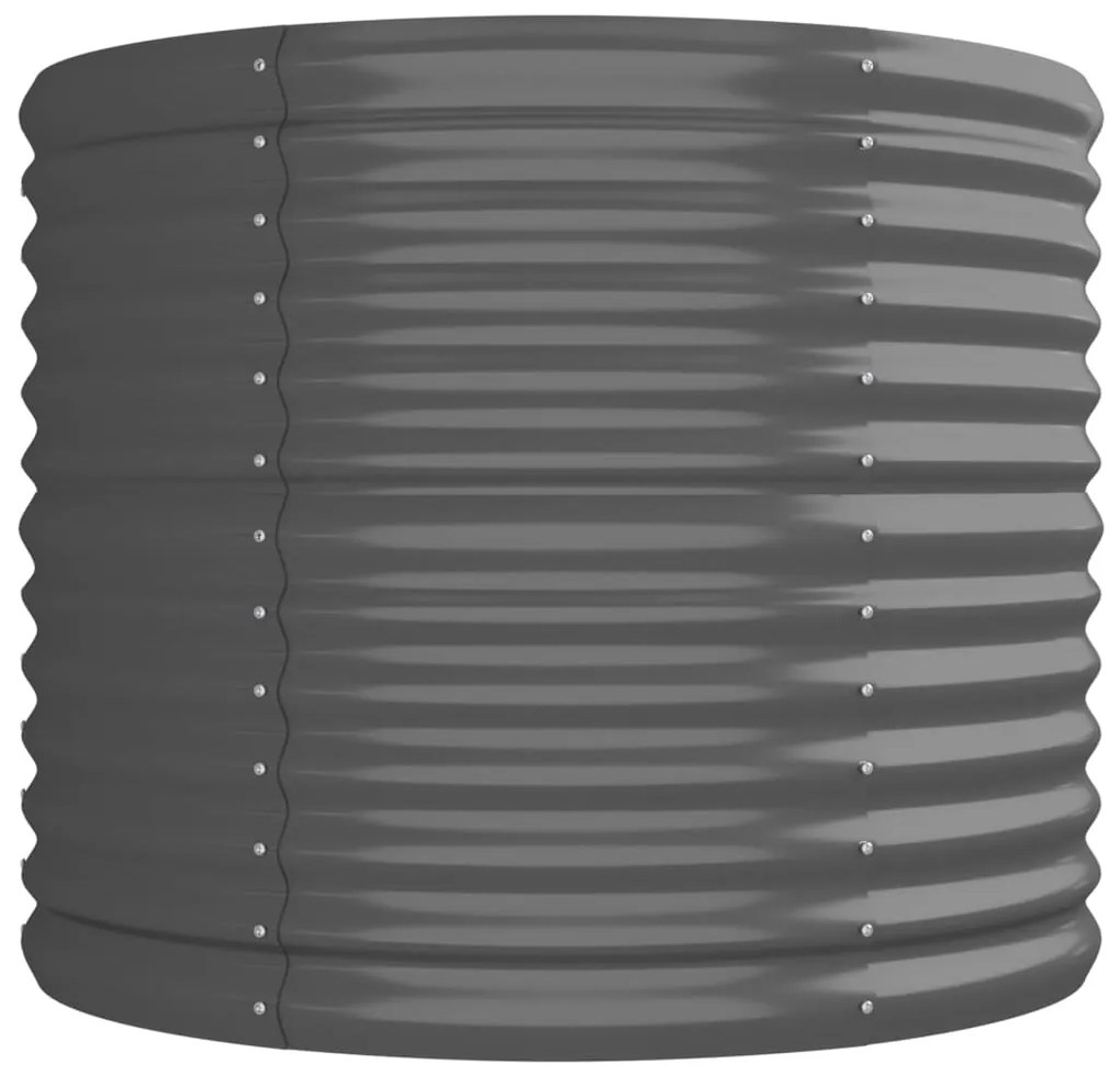 Canteiro elevado jardim 296x80x68cm aço revestido a pó cinzento