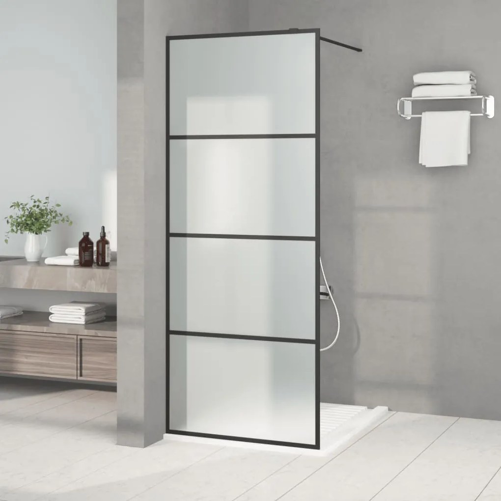 152130 vidaXL Divisória de chuveiro 80x195 cm vidro opaco ESG preto