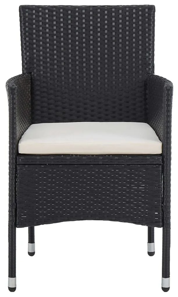 11 pcs conjunto de jantar para jardim vime PE preto