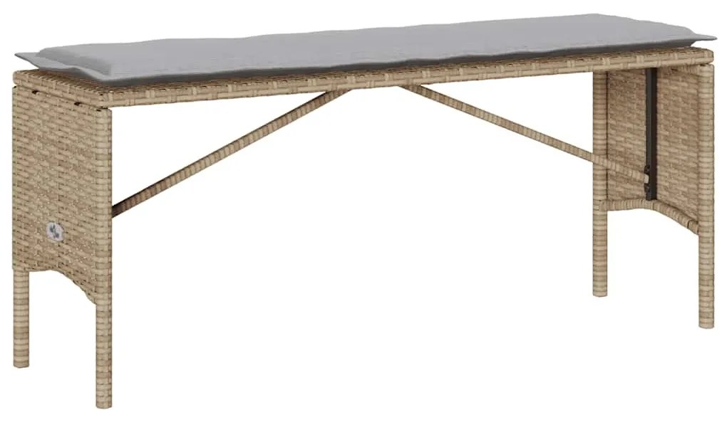 3 pcs conjunto de jantar p/ jardim com almofadões vime PE bege