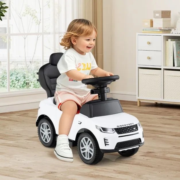 Carro de empurrar 3 em 1 para crianças de 18 a 36 meses com alça removível com buzina e som Branco