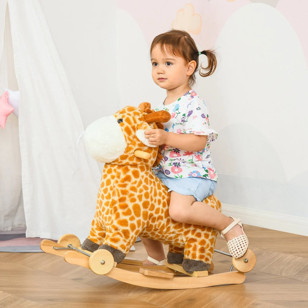 HOMCOM Baloiço Infantil em Forma de Girafa para Crianças acima de 3 An