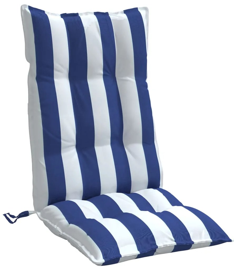 Almofadões cadeira encosto alto 4 pcs tecido oxford azul/branco