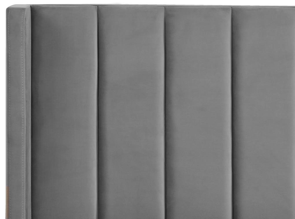 Cama de casal em veludo cinzento 180 x 200 cm VILLETTE Beliani