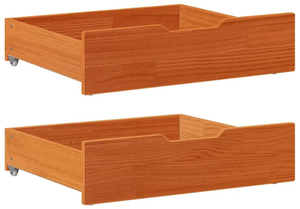 vidaXL Gavetas para cama 2 pcs 65x55x17 cm pinho maciço castanho-mel