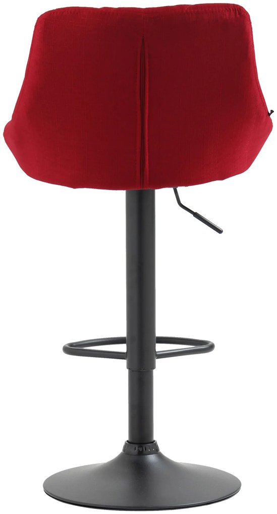 Banco de bar Lazio em tecido e com estrutura preta 46 x 83-104 x 49 cm Vermelho
