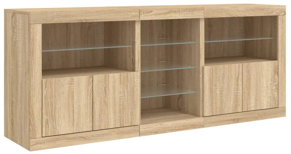 Aparador com luzes LED 181,5x37x67 cm carvalho sonoma