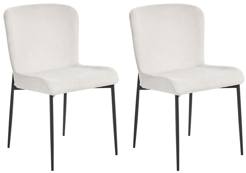Conjunto de 2 cadeiras de jantar em tecido branco creme ADA Beliani