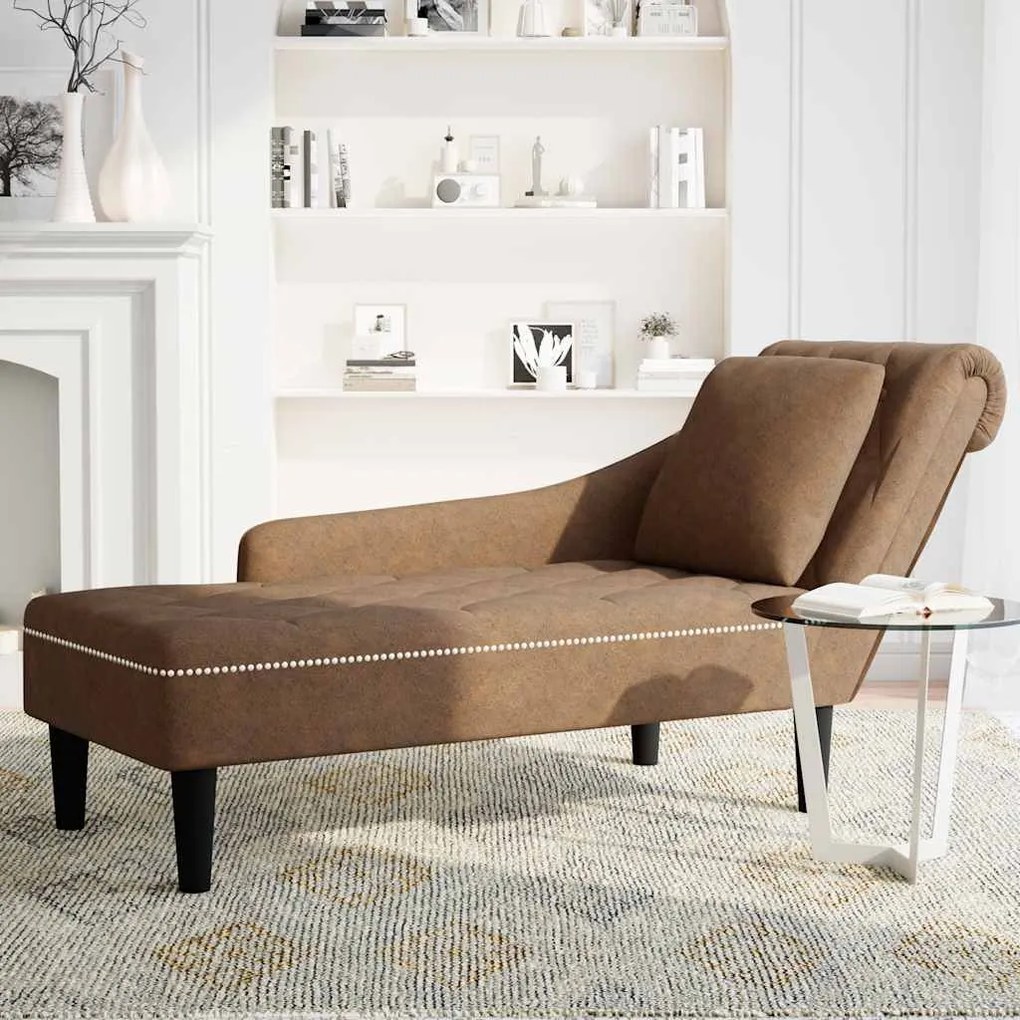 Chaise lounge c/ almofada/apoio braços direito couro artificial