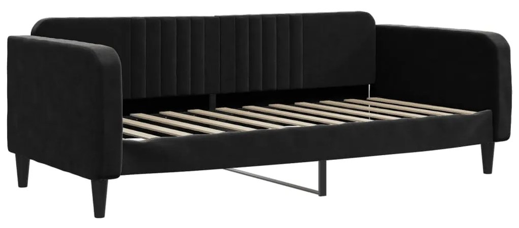 Sofá-cama com gavetão e colchões 100x200 cm veludo preto