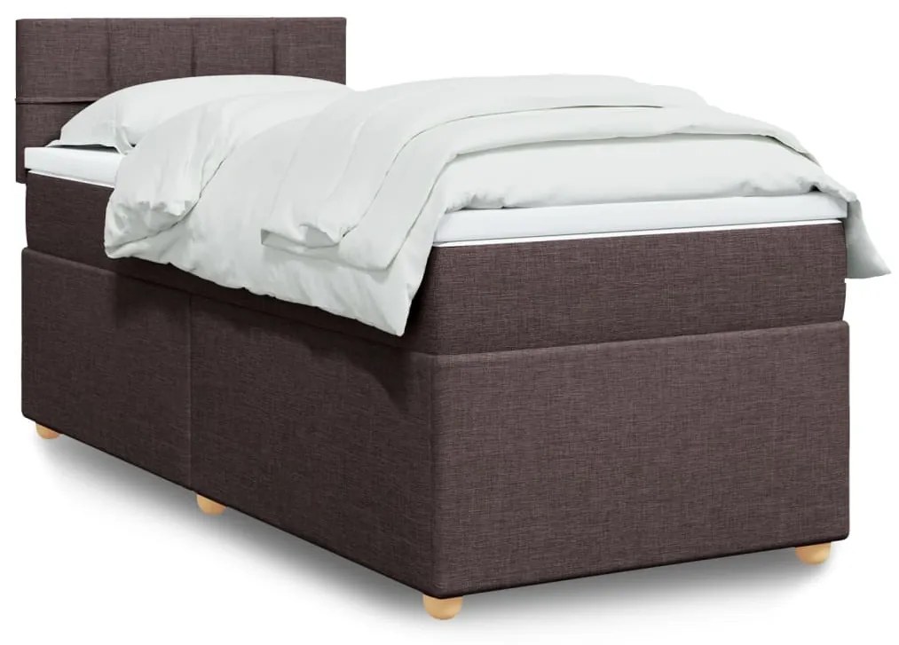 vidaXL Cama com molas/colchão 80x200 cm tecido castanho-escuro