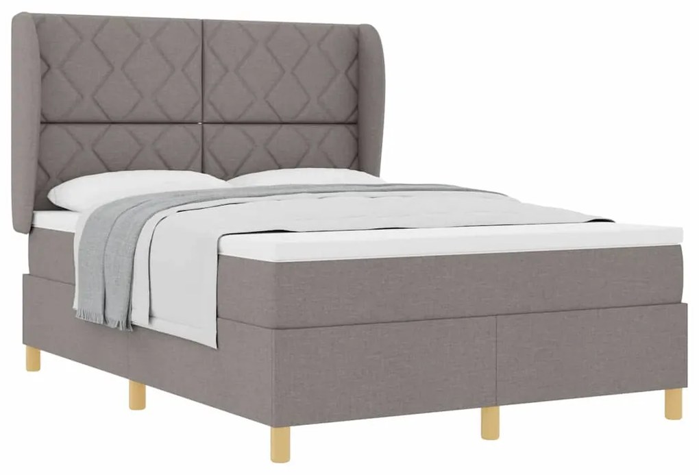 Cama Box Spring vidaXL com Colchão Taupe 160x200 cm Tecido
