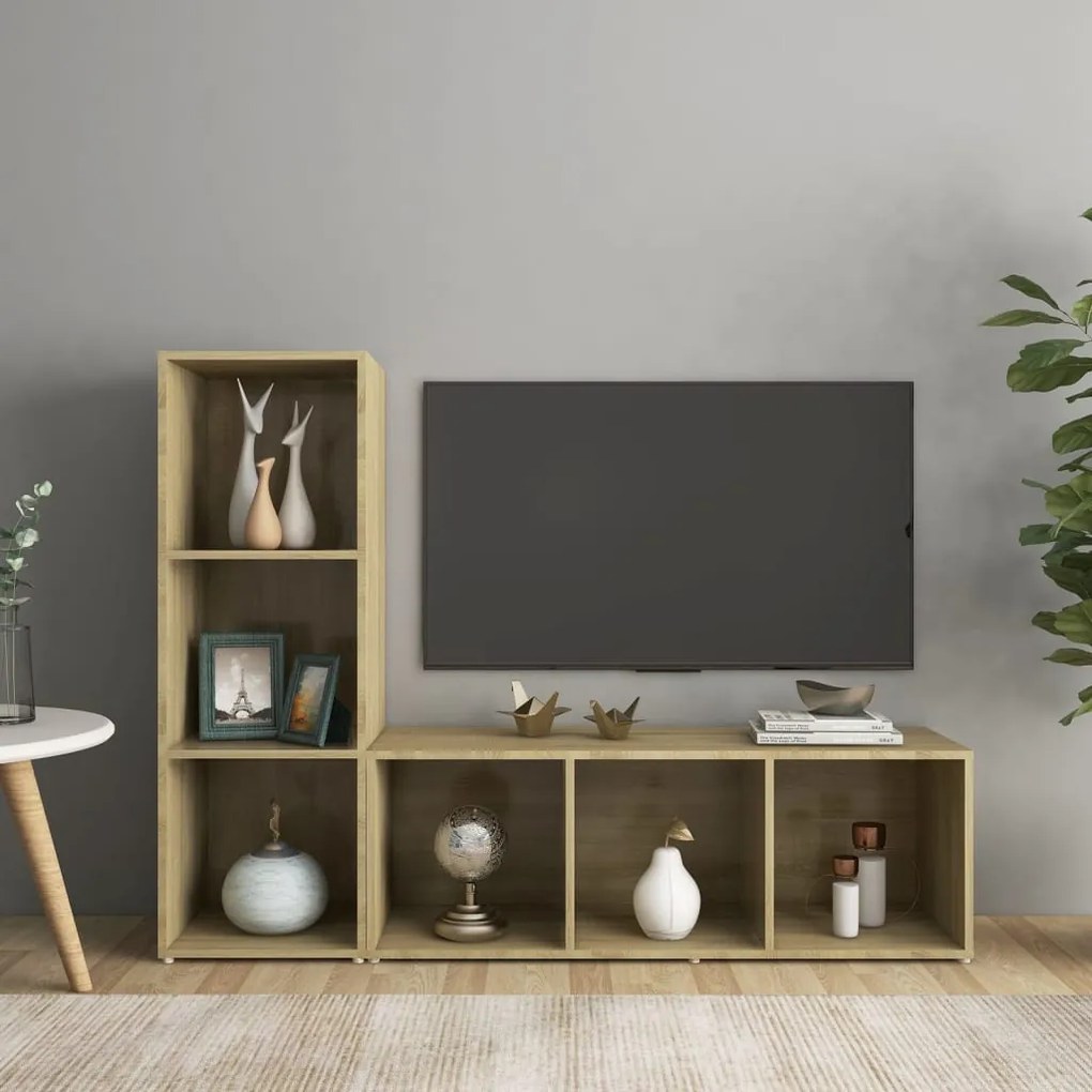 vidaXL Móveis de TV 2 pcs derivados de madeira carvalho sonoma