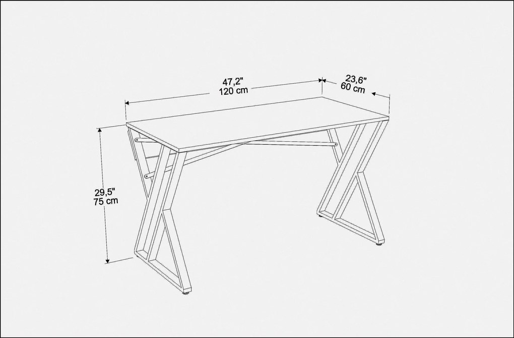 Secretária de Estudo Gyza – Preto – 120x60x75 cm